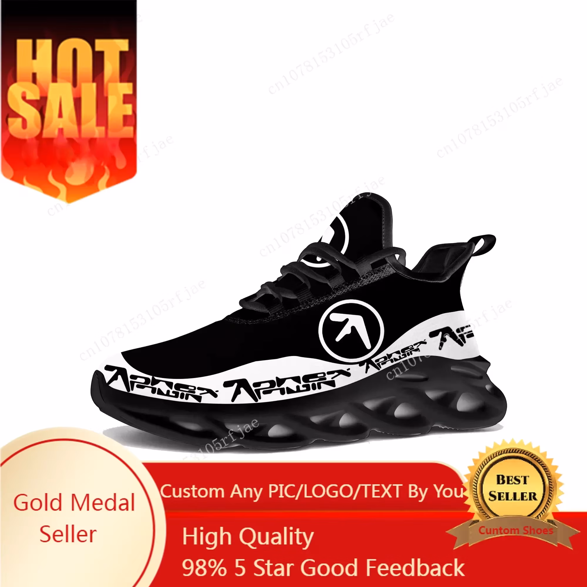 Aphex Twin Flats Sneakers Mens Womens Music DJ Mixer Sports Running Shoe Sneaker Lace Up Mesh Footwear Tailor-made Shoe Black