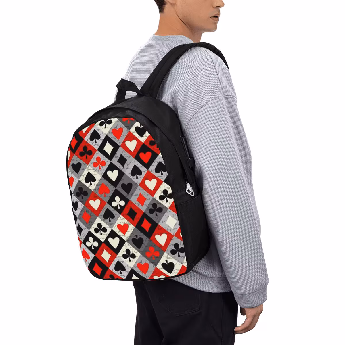 Playing Cards Poker Print Backpack Travel Notebook Bag Computer College Student School Bag Laptop Shoulder Bags for Men Women
