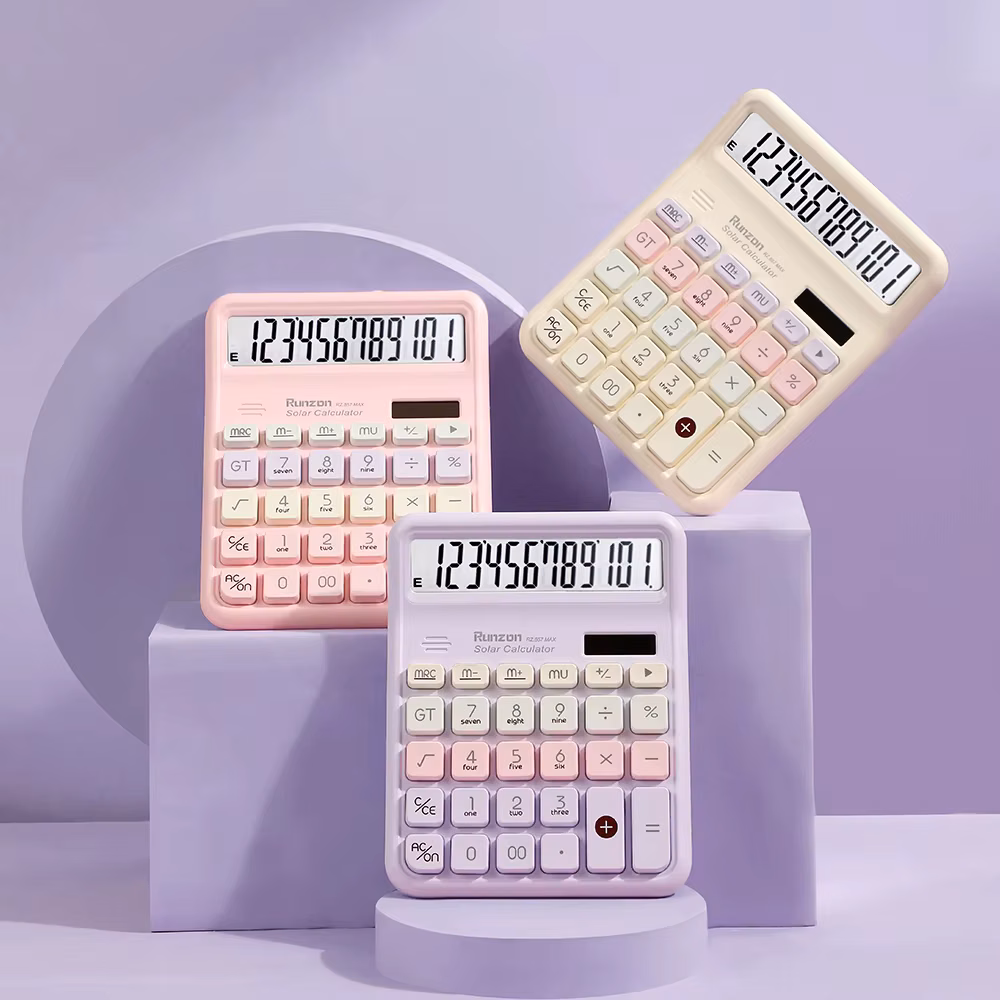 12-bit High-Precision Desktop Calculator - Large Display, Big Buttons For Easy Use, No Batteries Required, Solar And Battery Dual Power Supply, Perfect For Students & Office Work