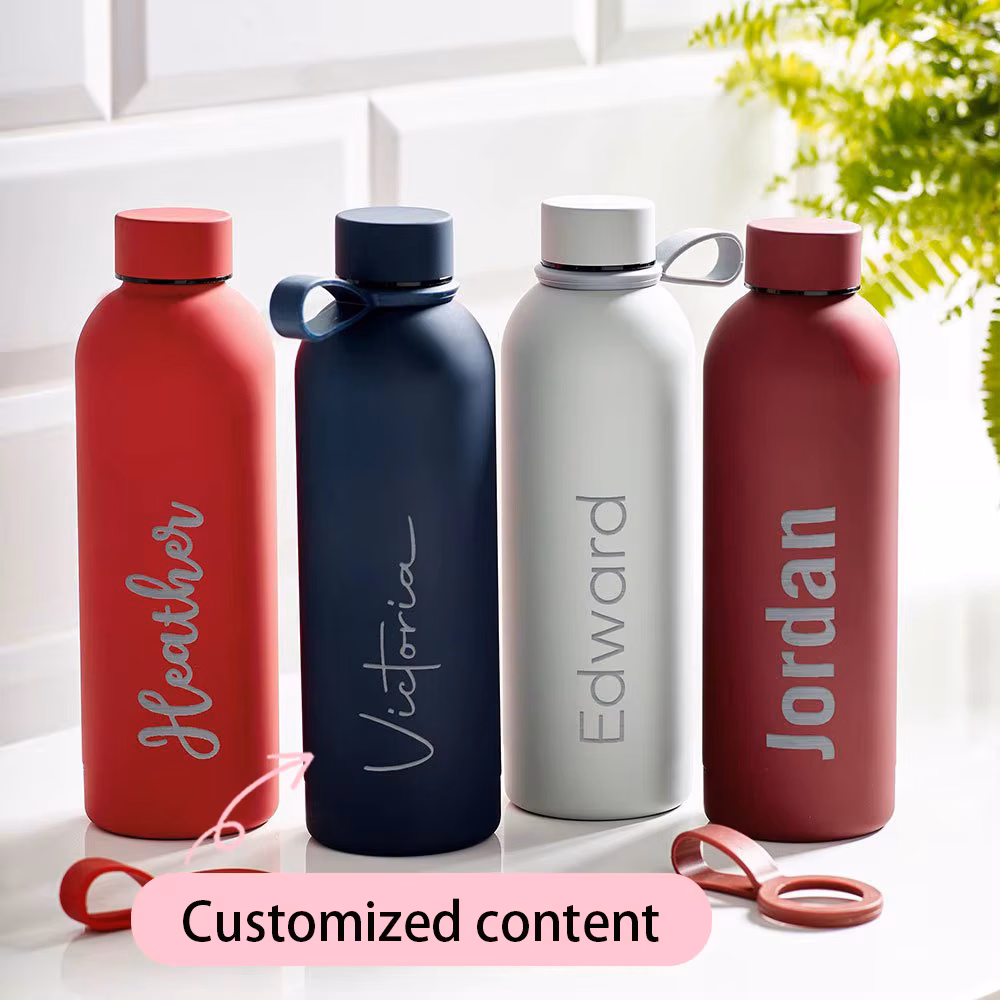 Personalized Engraved Name Stainless Steel Water Bottle, Custom Name Insulated Thermal Bottle, Leakproof Sports Water Flask Gift
