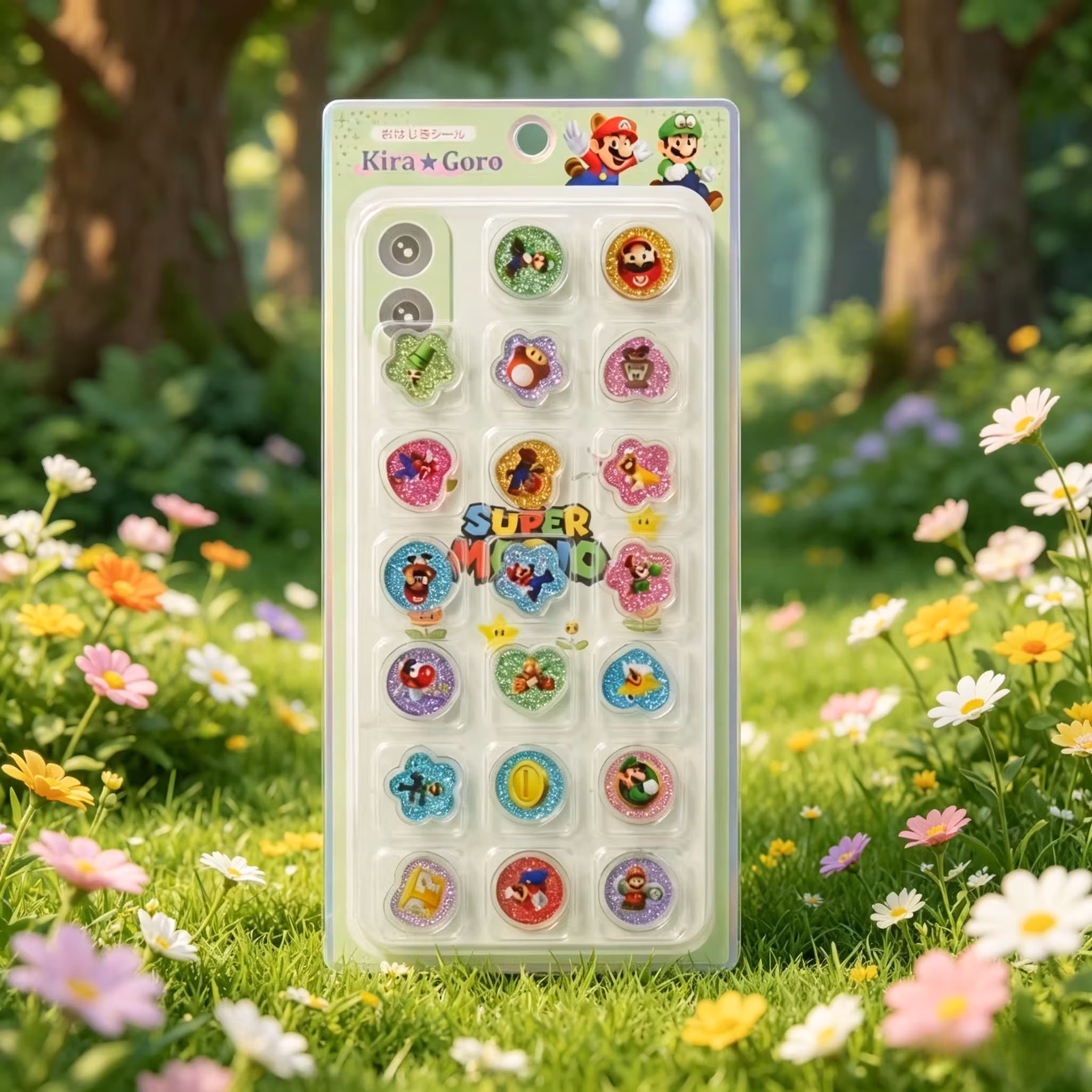 Super Mario 3D Glitter Crystal Stickers Luigi Mario Peach Princess Epoxy Resin Stickers for Phone Case Scrapbook Kids Gift