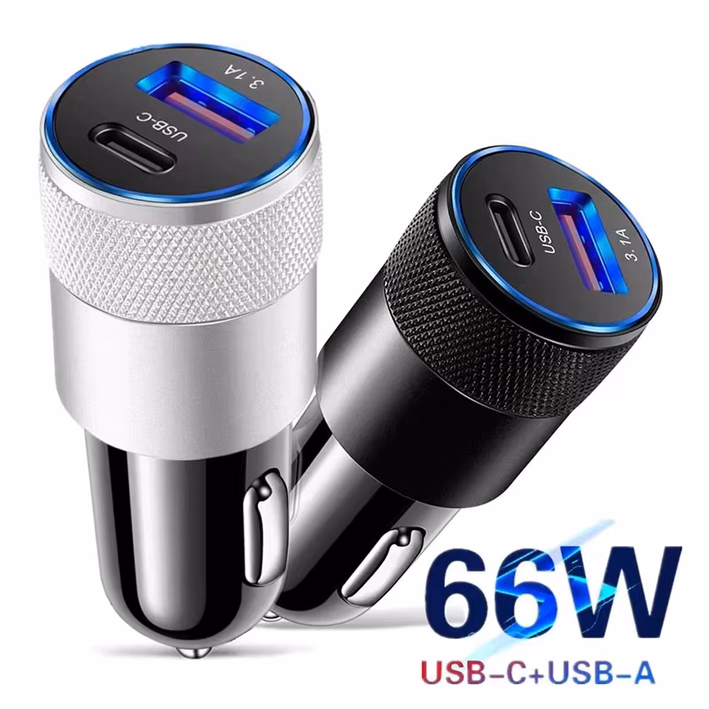 66W Usb Car Charger Type C Charging Phone Adapter For Xiaomi Huawei PD Phone Charger Car Adapter Socket Cigarette Lighter