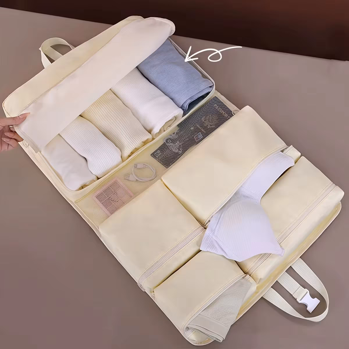 Essential Travel Packing Bag Multi-Compartment Classification - Hanging Suitcase Organizer Set Underwear Sock Packaging Bag