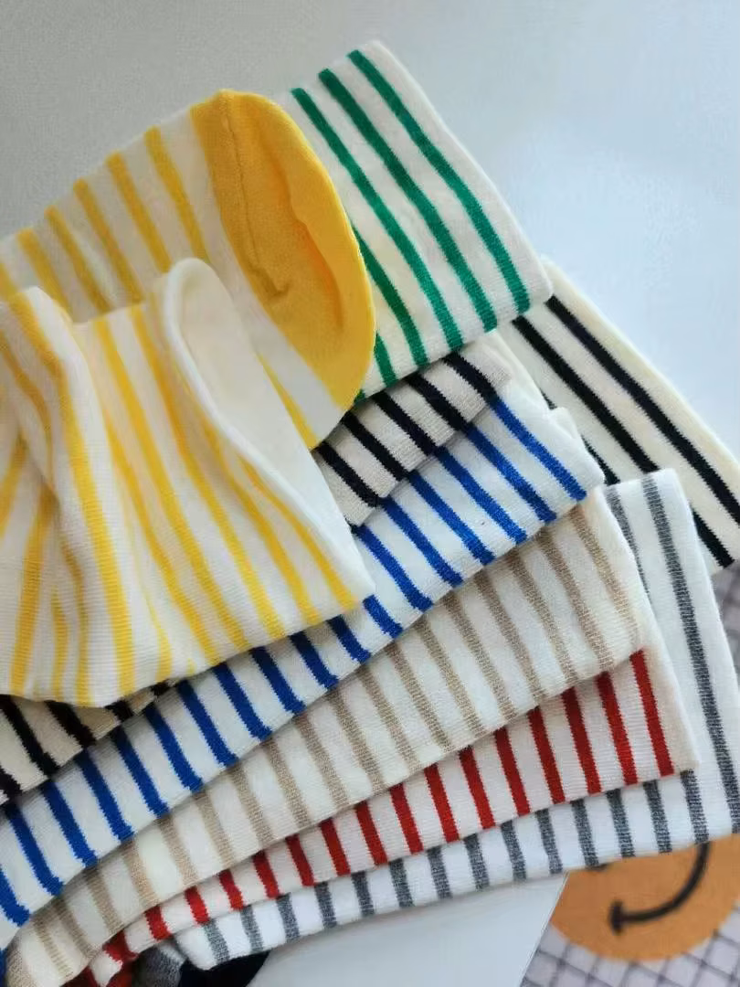 Women Socks korean style womenCandy Colored Striped Street Fashion Cotton All Season Cotton Socks College Style cute modis socks
