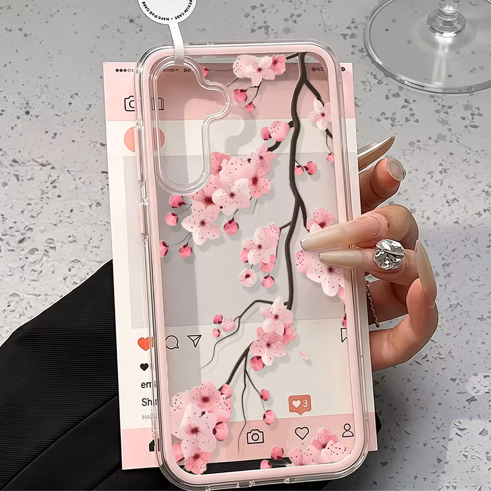 Plum Bossom 2in1 Phone Case For Samsung A57 5G S26 Ultra S25 S23 S22 S24 Plus A55 A56 A37 A36 A35 A17 5G A53 A54 A34 A26 Funda
