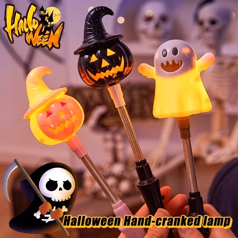 D5 Led Halloween Pumpkin Hand Shaker Flashlight Halloween Glowing Light Decor Day The Dead Mexico Halloween Party Kid's Torch