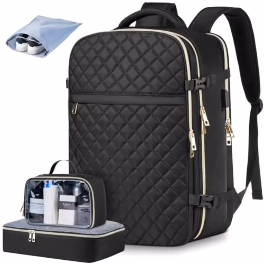 Travel Backpack for Women, Carry On Backpack Airle Approved with 3 Packg Cubes, Laptop Backpack with Usb Charging Port, Casual