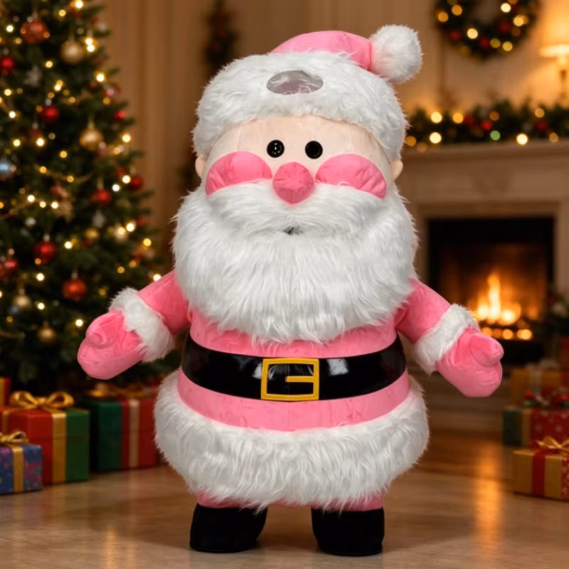 Pink Santa Claus Inflatable Mascot Costume Adult Full Body Plush Suit Christmas Cosplay for Party Event