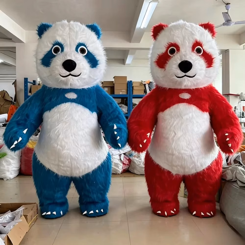 Colorful Giant Panda Inflatable Mascot Costume Walking Character Outfit for Halloween Festival Event Show No Battery No Charger