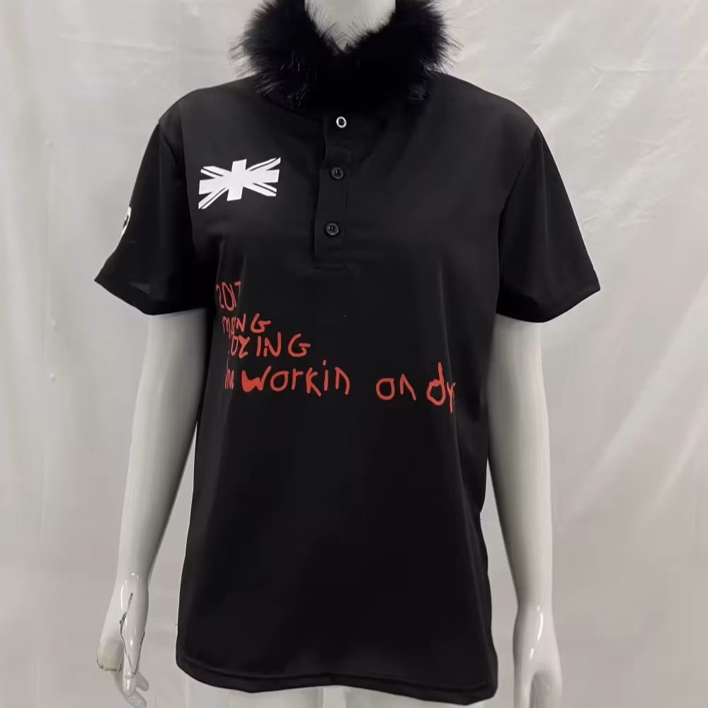 Dark Retro Fur Collar Polo Shirt Ins Street Trend European American Crew Neck Long Sleeve Casual Pullover