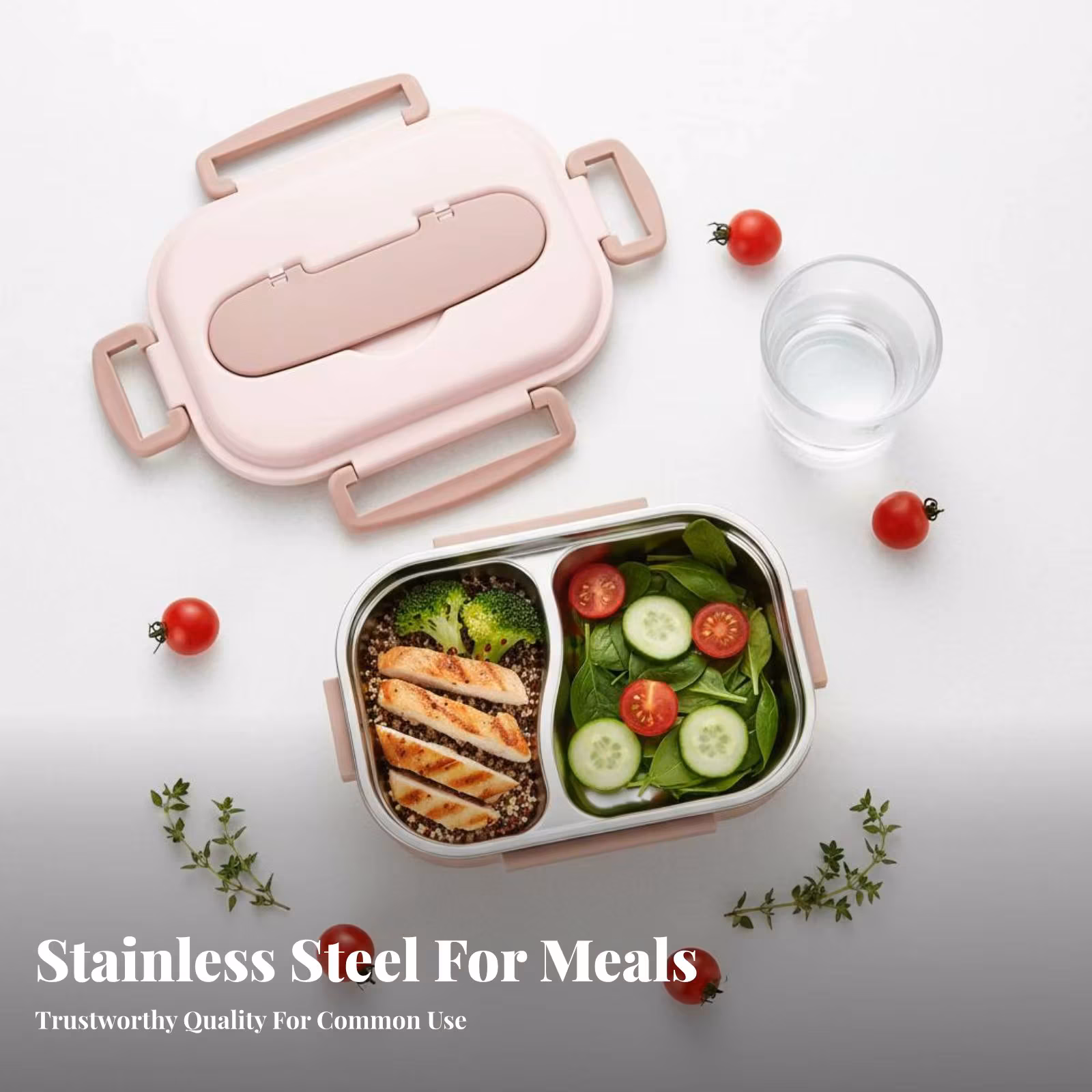 304 Stainless Steel Lunch Box, Leakproof Compartment Tray, Microwave Safe for Students, Office Workers