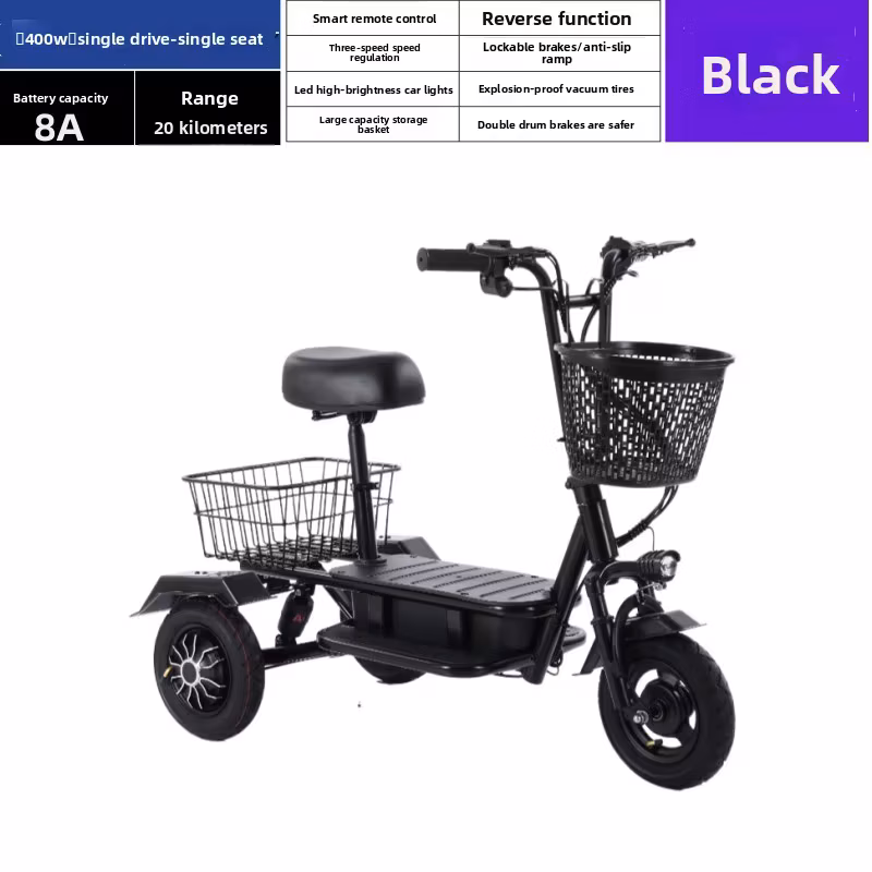 Manufacturer Small Electric Tricycle Lithium Battery Folding Scooter Light Household Small Tricycle