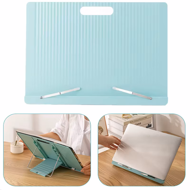 Beishi Adjustable Desktop Book Stand for Reading with Page Clips Plastic Foldable Book Reading Holder iPad Tablet Laptop Holder
