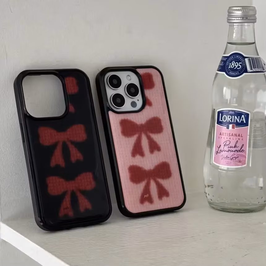 Winter Full Screen Cute Red Bow Glossy Surface Phone Case For iPhone 17 Air 16 15 14 13 12 11 Pro Max Plus Y2K Shockproof Cover
