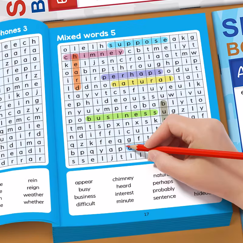 Word Spelling Book Corresponding Words Spelling Game Treasure Hunt Book Circled in Prompt Words 32 Page Children's English Words
