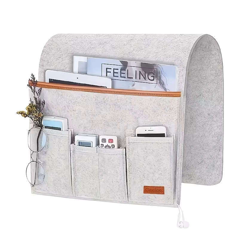 Sturdy Felt Hanging Organizer for Bedside & Dorm Rooms - Multi-Pocket Storage Pouch for Remote Control Books Essentials