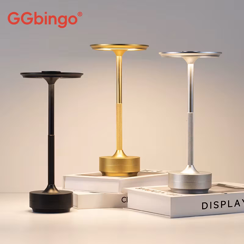 GGbingo Alloy Table Lamp Bedroom 1800mAh Wireless Desk Lamp Usb-C Rechrgeable Desk Light