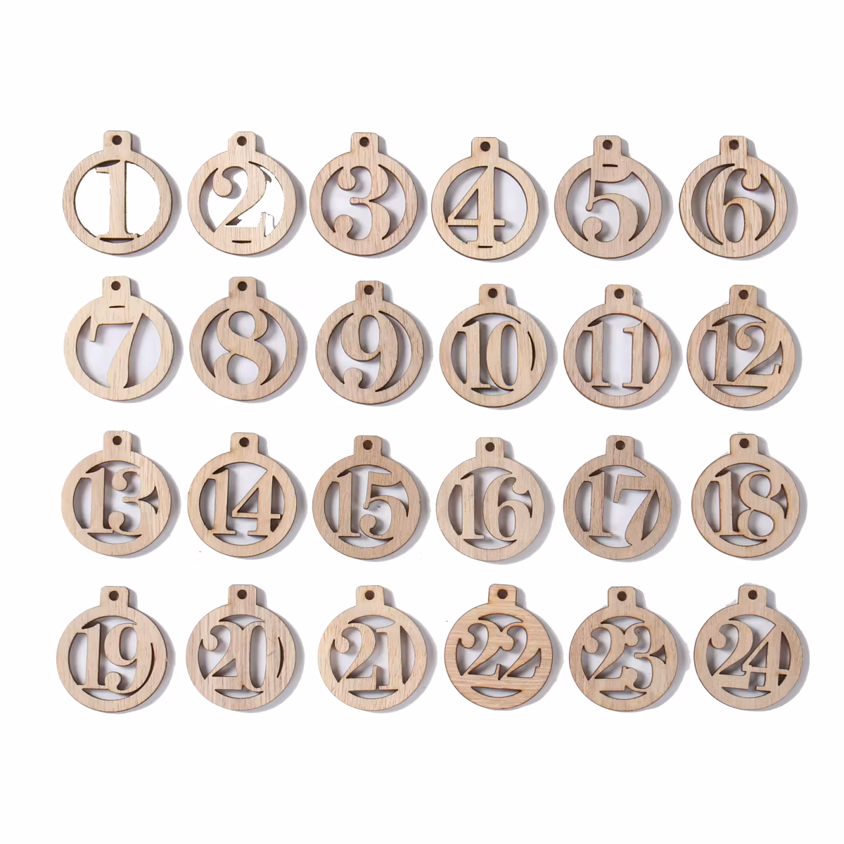 Number 1-25 Digital Wooden Christmas Advent Calendar Countdown Diy Xmas Tree Ornament Hanging Pendant Gift Decor Labels Tags