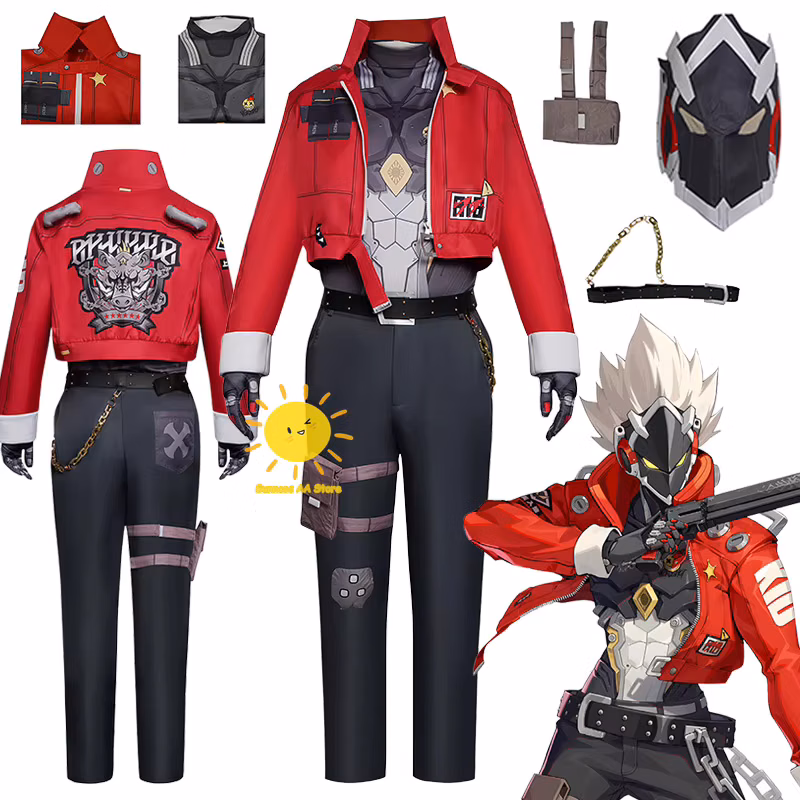 Game Billy Cosplay Zenless Zone Zero Cosplay Costumes Shirt Pants Coat Belt Bag Billy The Kid Suits Mask Halloween Cos Adult Men