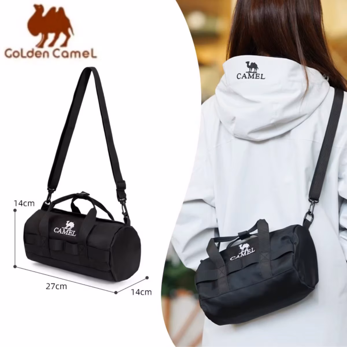 Golden Camel Sports Bag for Men and Women Messenger Fitness Bag Leisure Single Shoulder Bag Fashion Handbag Japanese Style