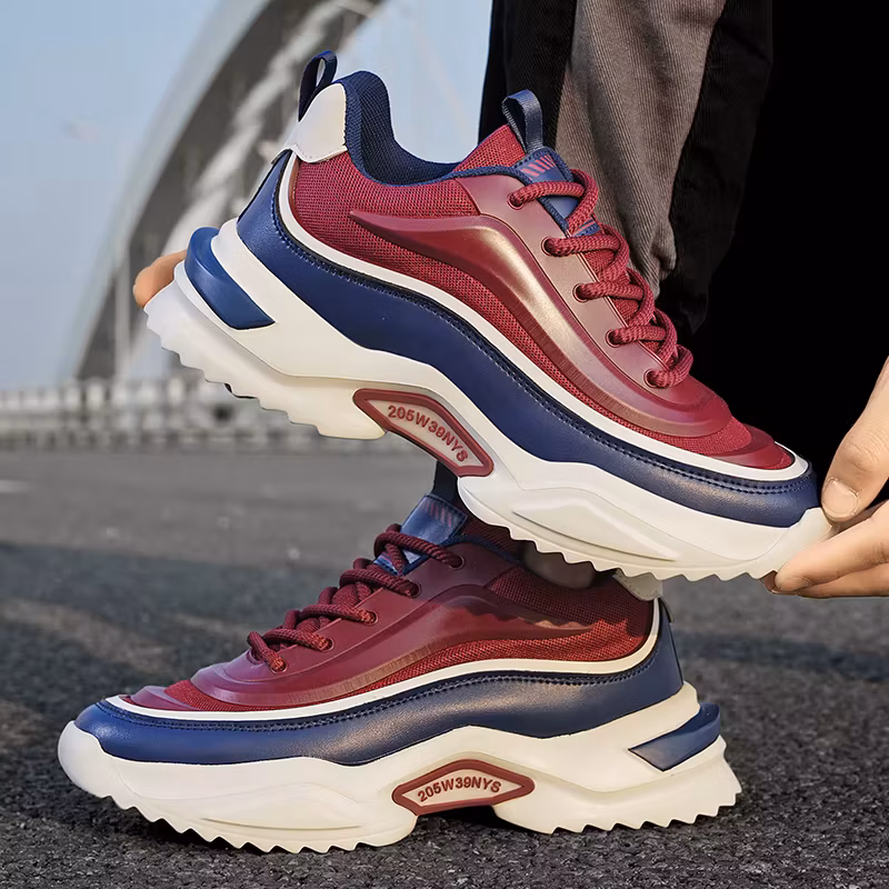 Men Autumn Trendy Dad Sneakers, Thick Sole Height Boost Skate Shoes, Non-slip Durable Casual Running Footwear For Teens
