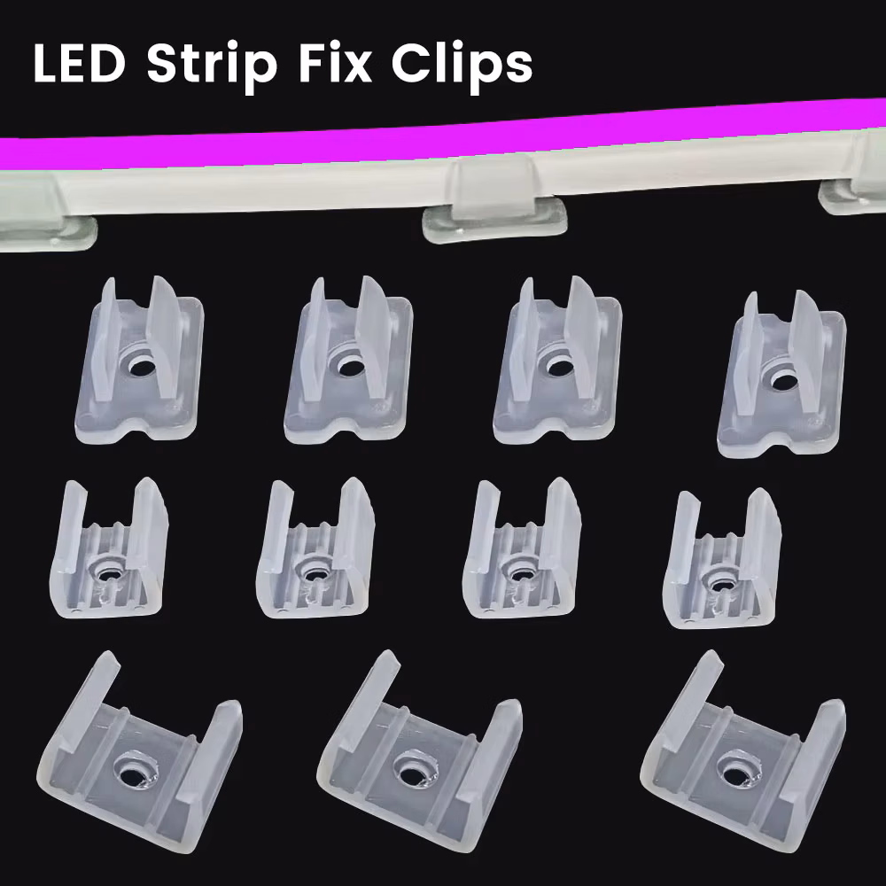 Led Strip Fix Clips Holder Connector Accessories For Fixing 2835 Neon Light 6mm 8mm 12mm 15mm 220V Flexible Cob Plastic Buckle