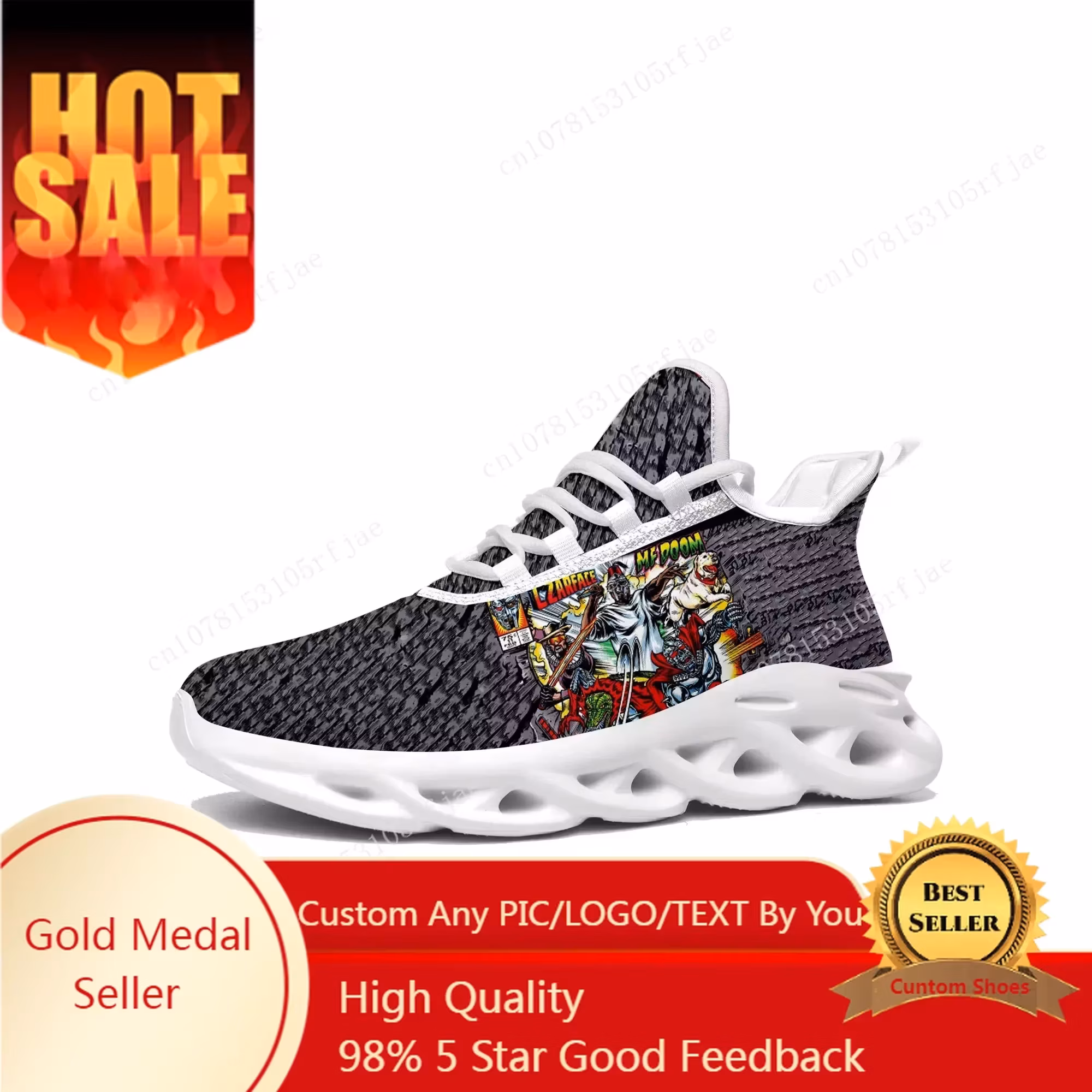 MF Doom Flats Sneakers Mens Womens Hip Hop Rapper Sports Running Shoe Sneaker Lace Up Mesh Footwear Tailor-made Shoe White