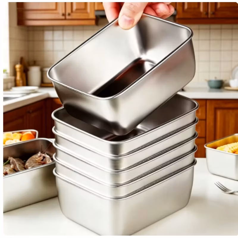 Leakproof Stackable Stainless Steel Food Container Set 6 Pack, Reusable Airtight Lunch Storage Box for Outdoor School Picnic