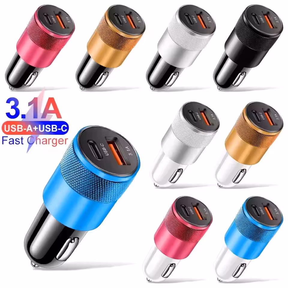 3.1A Usb Car Charger Type C Charging Phone Adapter For Xiaomi Huawei PD Phone Charger Adapter Socket Cigarette Lighter