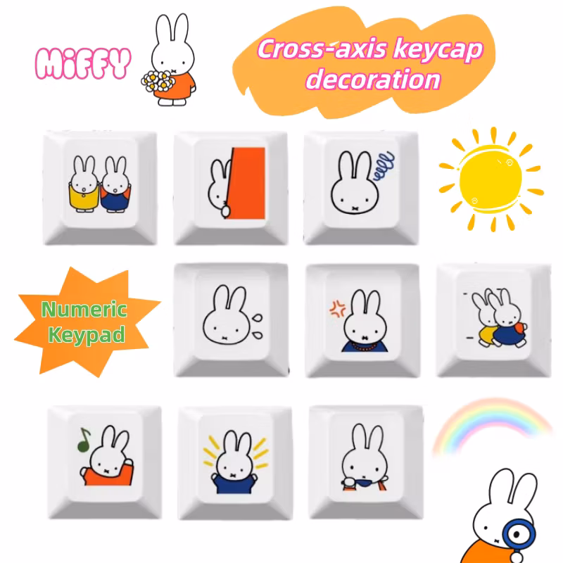 Miffy rabbit cartoon cute keycap creative personality opaque pbt cross shaft mechanical keycap height keyboard decoration