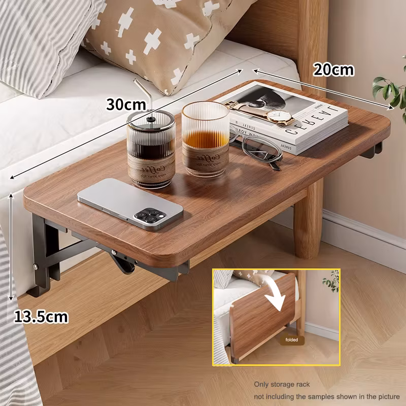 Foldable Collapsible Organizer Attachable Bedside Shelf Table Under Bed Mat Dorm Bunk Bed Storage for College Space Save