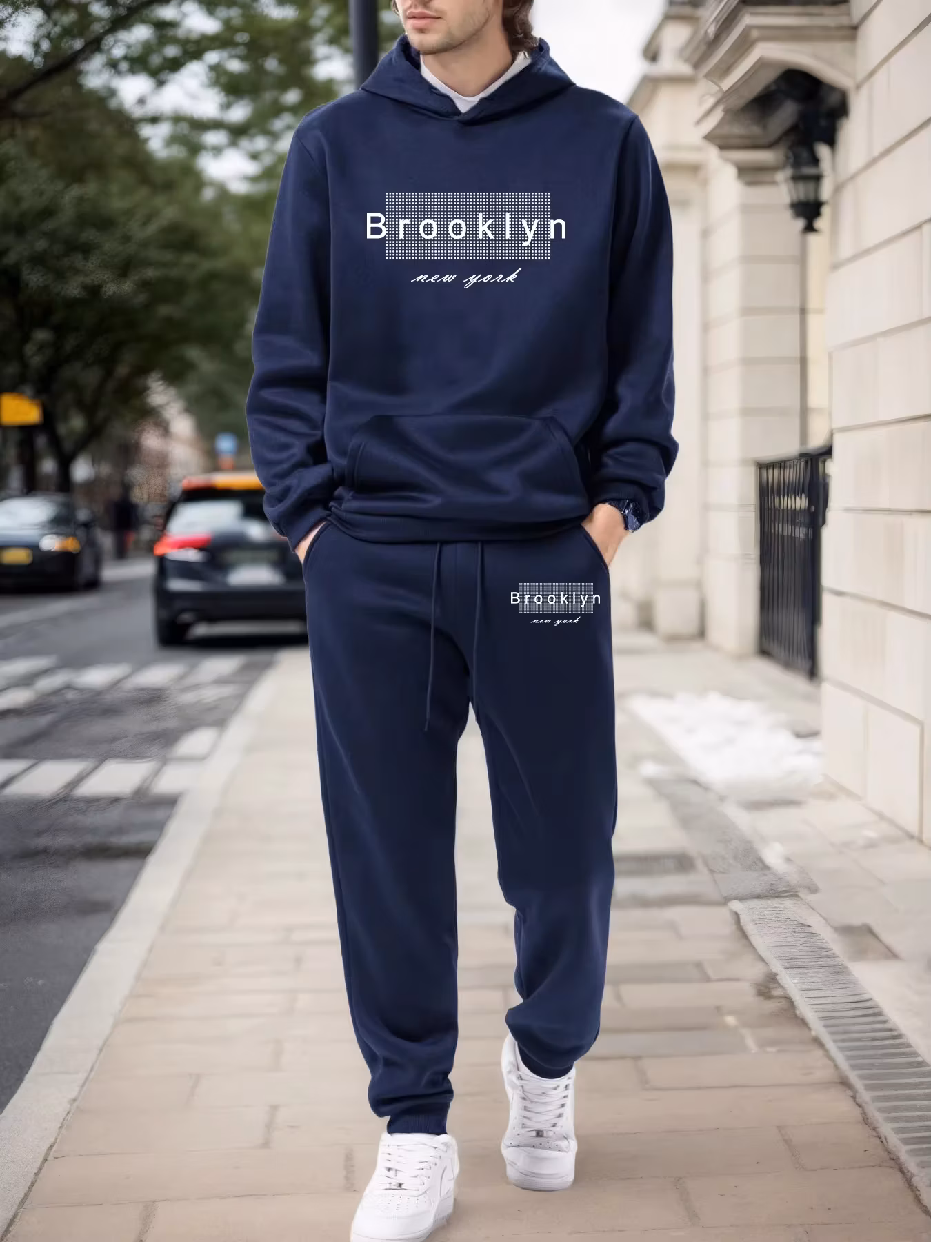 Fashion Men's Hoodies 2 Pcs Set Casual Long Sleeves Sweatshirt Suit Outdoors Sports Jogging Clothes AutumnWinter Man Sportswear