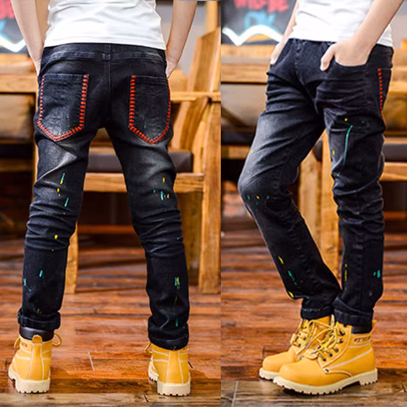 Ienens Teen Straight Jeans Boys Denim Pants 4 To 10 Years Old Children Casual Trousers Kids Clothes