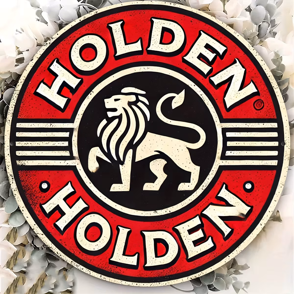 Holden Vintage Metal Wall Art - 8x8 Inch Retro Aluminum Sign with Lion Logo, Waterproof, Rustproof, Heatproof, Easy to Install,