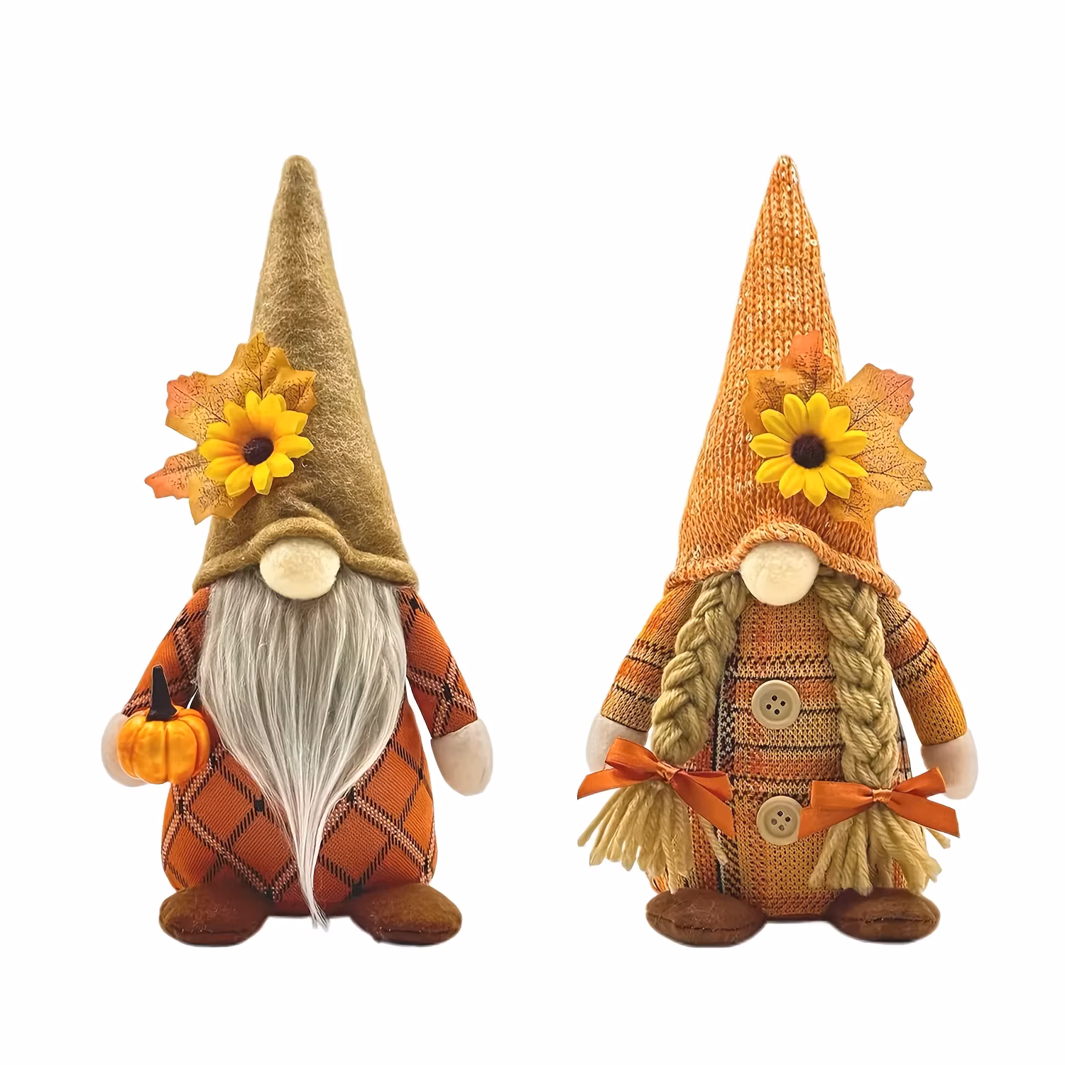 Fall Gnome Plush Decorations With Sunflower And Maple Leaf, Thanksgiving Figurines With Pumpkin, Autumn Harvest Party Decoration