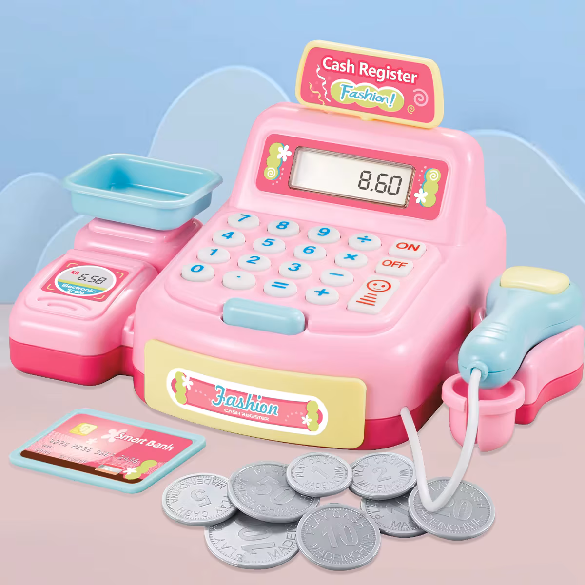 Supermarket Calculator Cash Register Toy Cash Register Educational With Sound And Light Pretend Scanner Gift for Kids