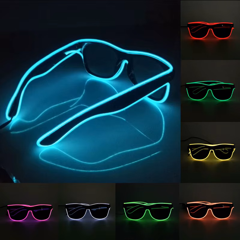 1PC Flashing EL Wire Led Glasses Luminous Party Decorative Lighting Classic Novelty Gift Bright Led Light Up Party SunGlasses