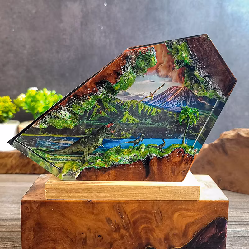 Table Resin Lamp Dinosaur Figure Colorful Night Light Customized Movie Scence Creative Artistic Desktop Home Decor Usb Charge
