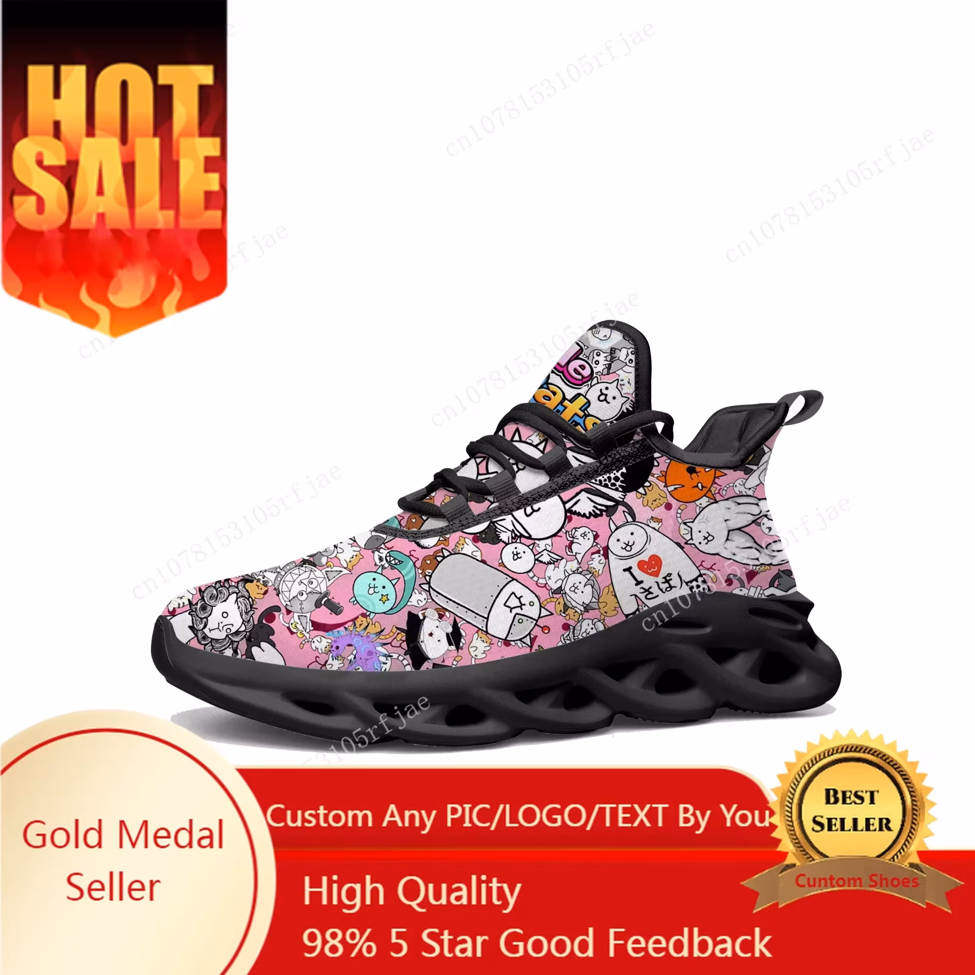 The Battle Cats Flats Sneakers Cartoon Game Mens Womens Sports Running Shoes Tailor Made Lace Up Shoes