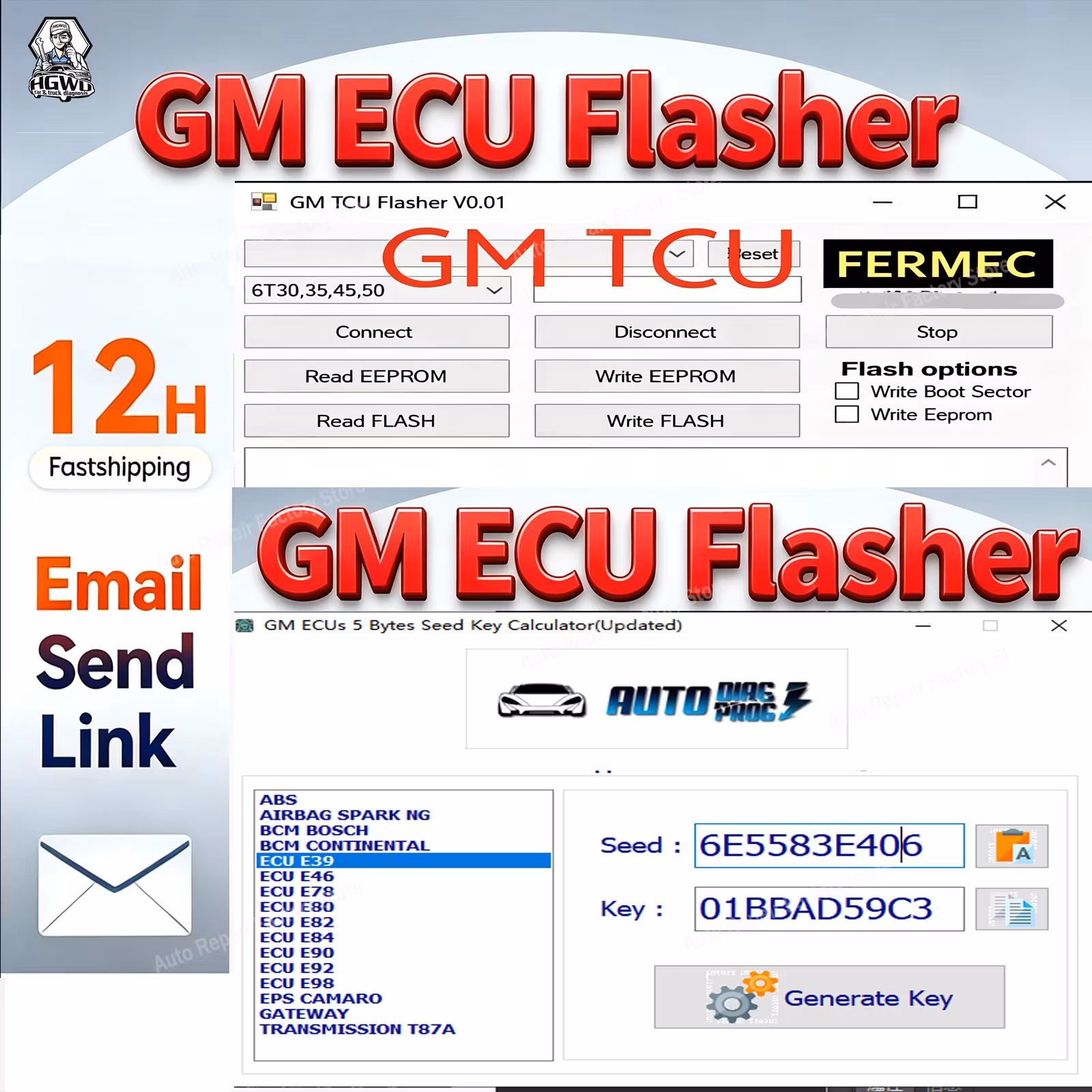 For GM Tcu Flash 5-Byte Seed-Key Calculator for GM Vehicles GM Ecu Flasher Thru J2534 Read Write Flash Eeprom Unlock Functions