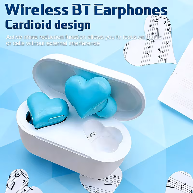 AQ10-Heartbuds Wireless EarphonesTWS Earbuds Bluetooth Headset Heart BudsWomen High Quality Fashion Gaming Student Headphones