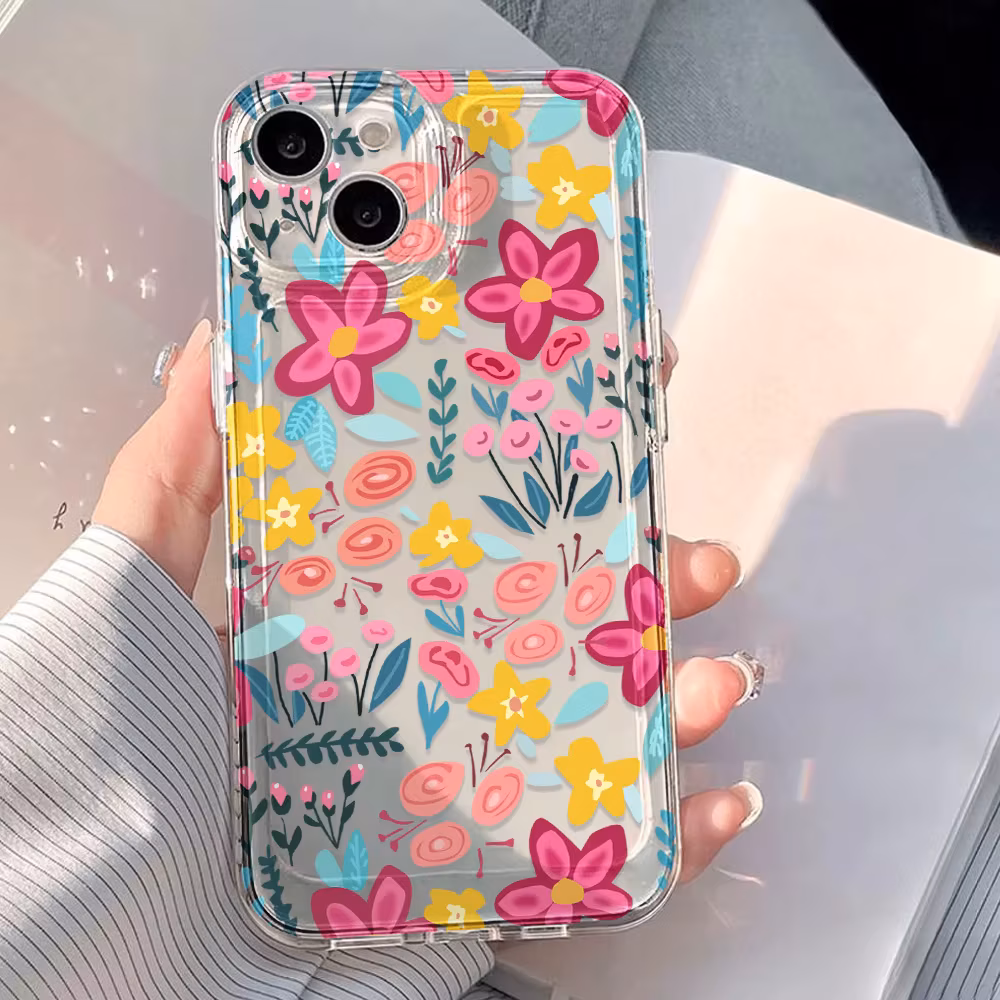 Flower Clear Phone Case For iPhone 17 16 Pro Max Clear Case iPhone 11 15 12 13 14 Pro Max Case 17 Air 17pro 17 Max Cover Funda
