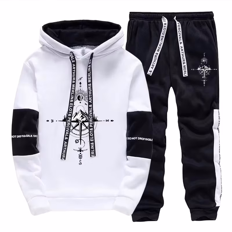 Sales Mens Tracksuit Casual Print Sweatshirts Sports Jogging Man Clothing Spring Autumn Sportswear Single Piece Hoodie Pants