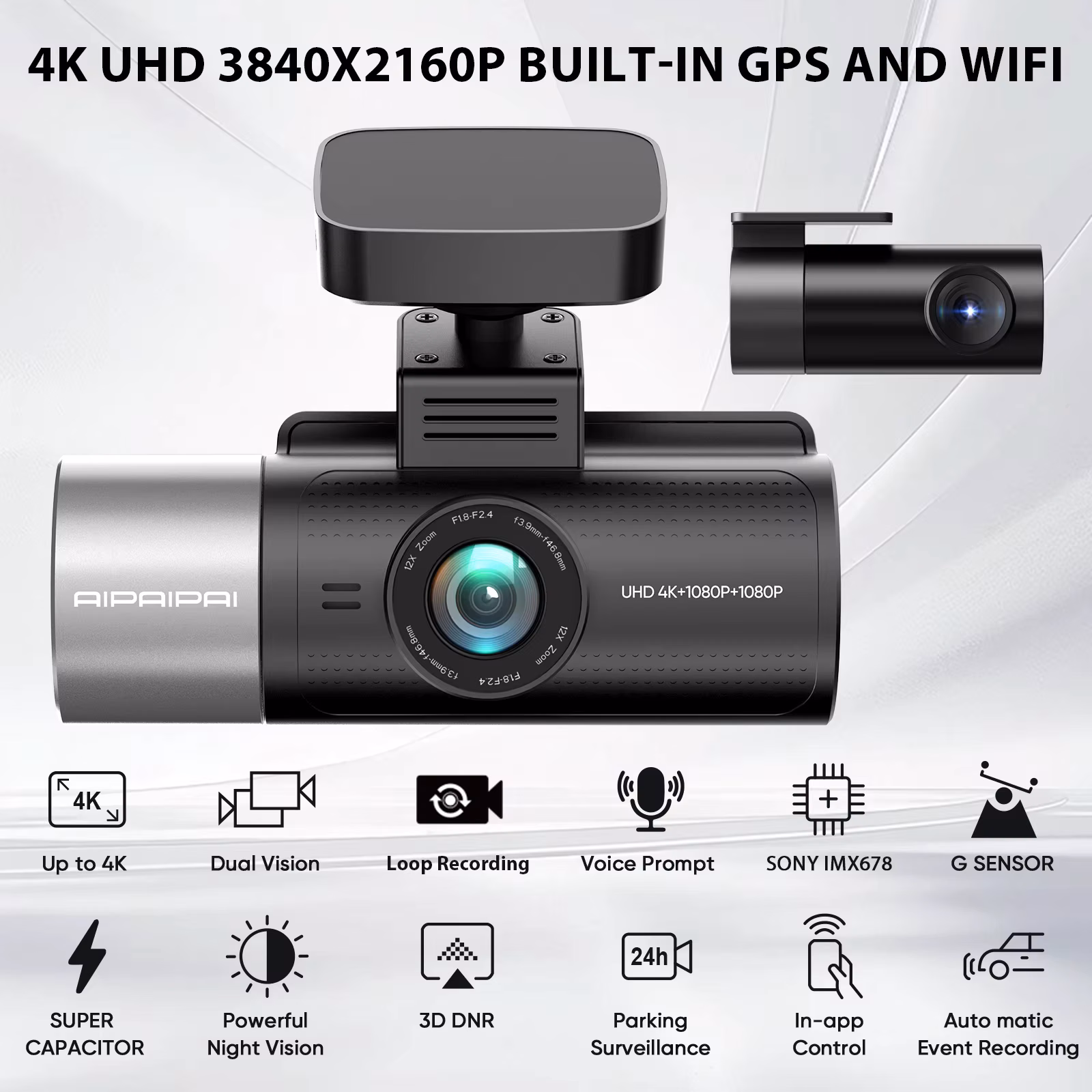IXM678 3 Channel Dashboard Car Video Camera Wifi Gps Vehicle Black Box Super Capacitor Battery Built in Dash Cam Car Camera Dvr