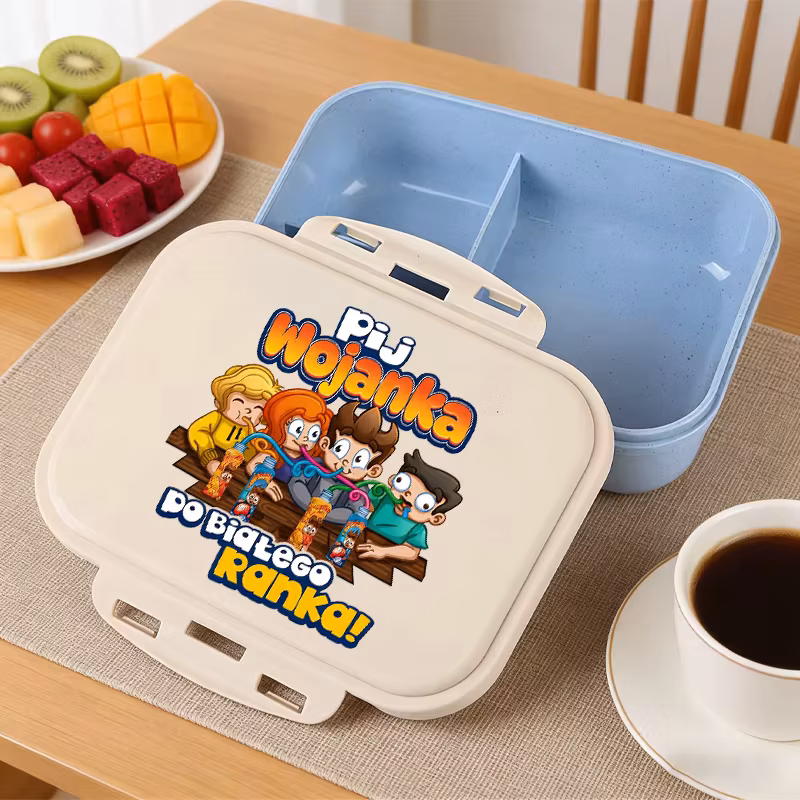 Wojan Team Large Capacity Lunch Box for Boys Girls Anime Cartoon Printed Food Storage Container Students Portable Bento Pouch