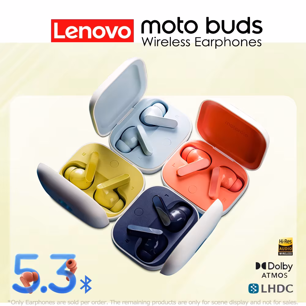Lenovo moto series Buds Wireless Earphones Bluetooth 5.3 Earbuds Noise Reduction Quick Pairing Dolby Atmos Hi-Res Big Battery