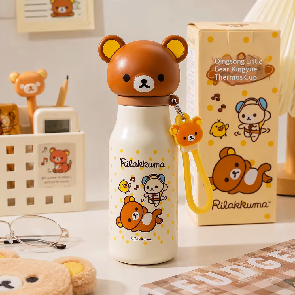 500ml Rilakkuma Pocket Thermos 316 Stainless Steel Water Bottle Portable Insulated Cup For Outdoor Travel Office Daily Use