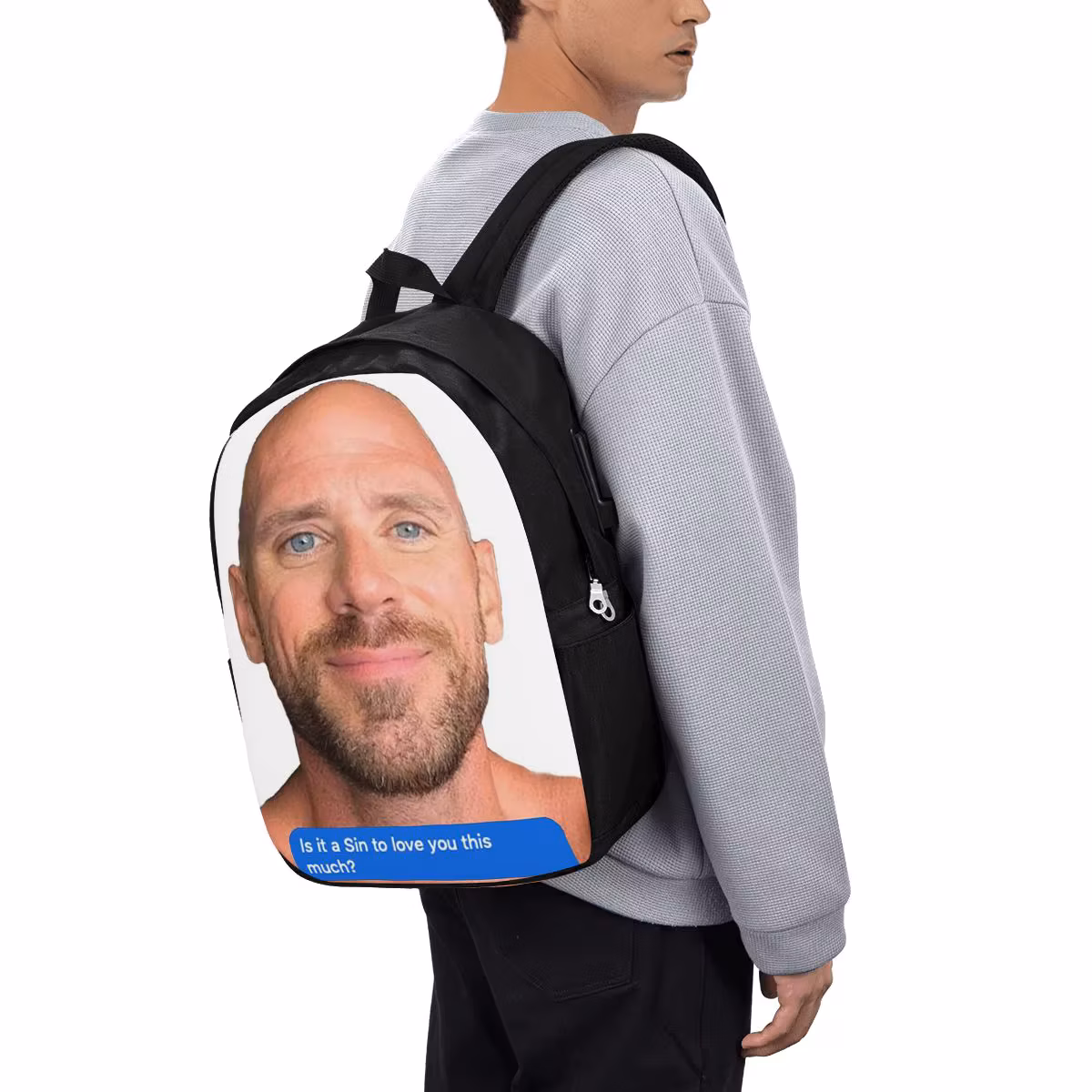Johnny Sins Flirty Text Bubble Backpack Travel Notebook Bag Computer CollegeStudent School Bag Laptop ShoulderBags for Men Women