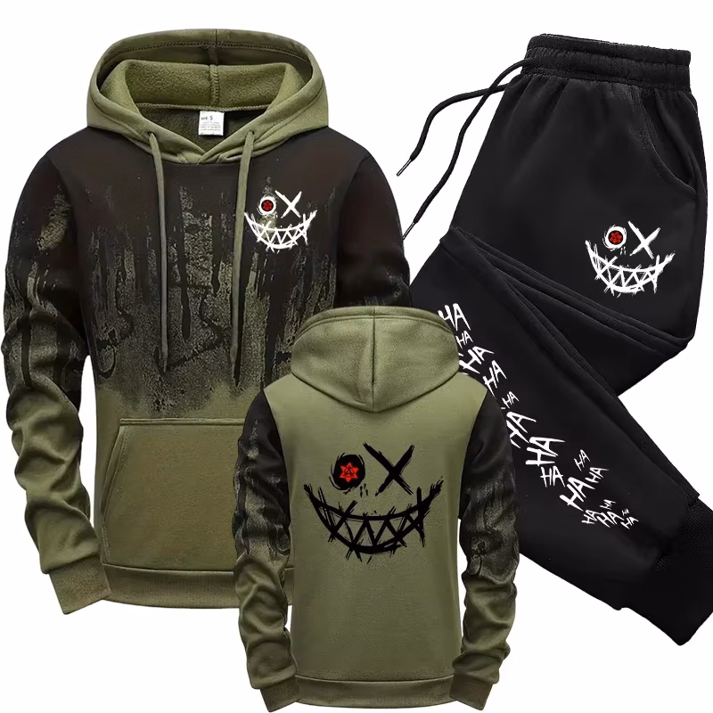 Autumn Winter Male Daily Casual Sports Jogger Suit Urban Fashion Hoodies Sportswear Men's Set Hooded Sweatshirts Sweatpants