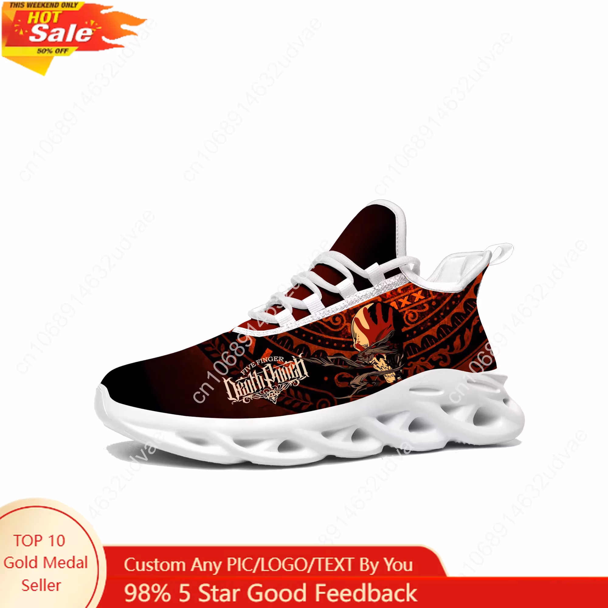 Five Finger Death Punch Sports Sneakers Mans Womans Running Shoes Sneaker Lace Up Mesh Footwear Tailor Made Shoe White
